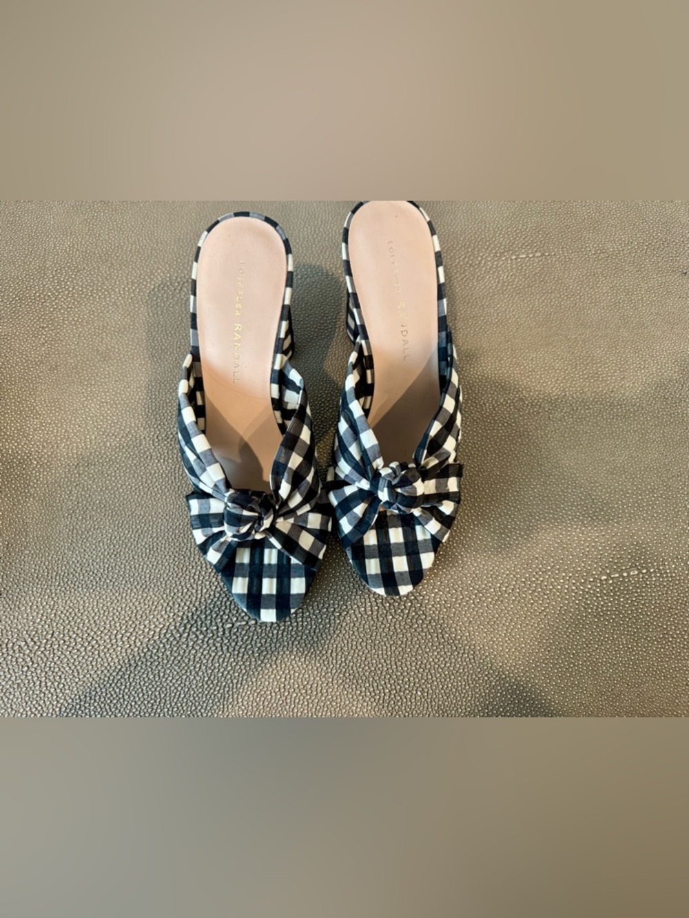 Loeffler Randall Black & White Gingham Knot Mule - Women's Slip-On Heels